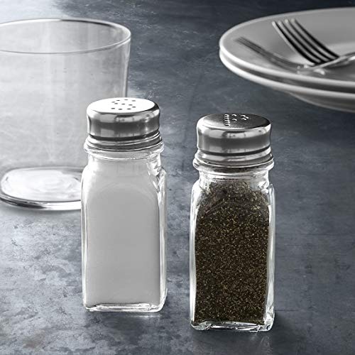 [Australia - AusPower] - 2 Piece Glass Salt & Pepper Shakers (Clear) With Metal Covers Vintage Style 