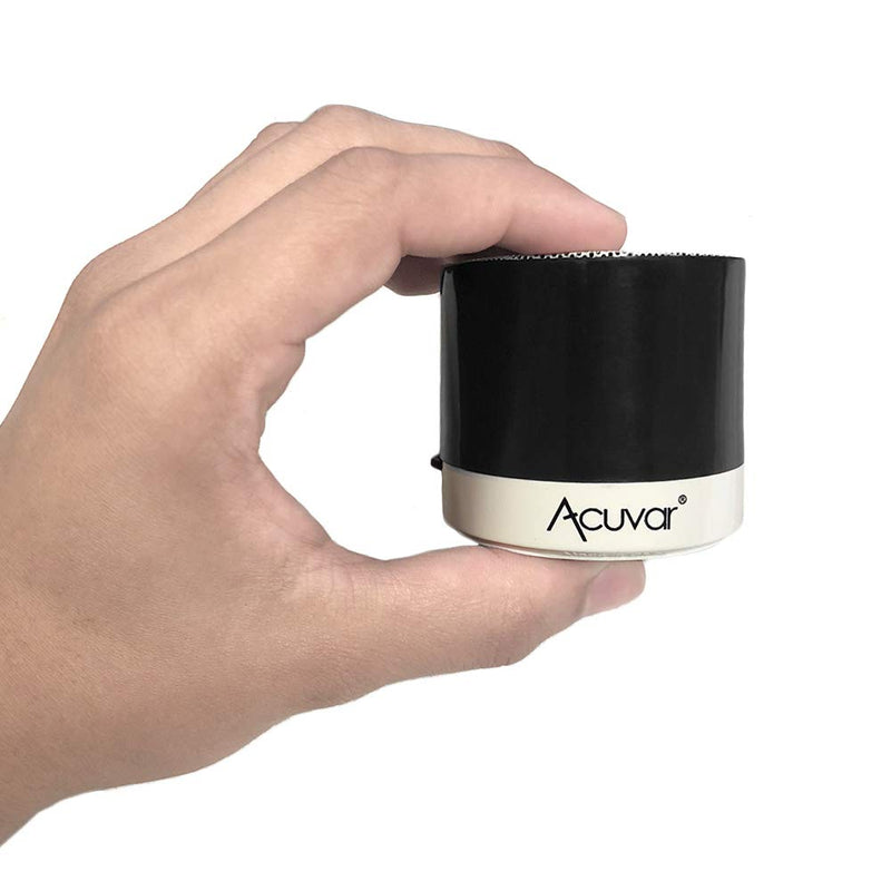 [Australia - AusPower] - 2 Acuvar Wireless Rechargeable Mini Speaker Pods with Micro SD Card Reader and USB Compatibility (Black) 