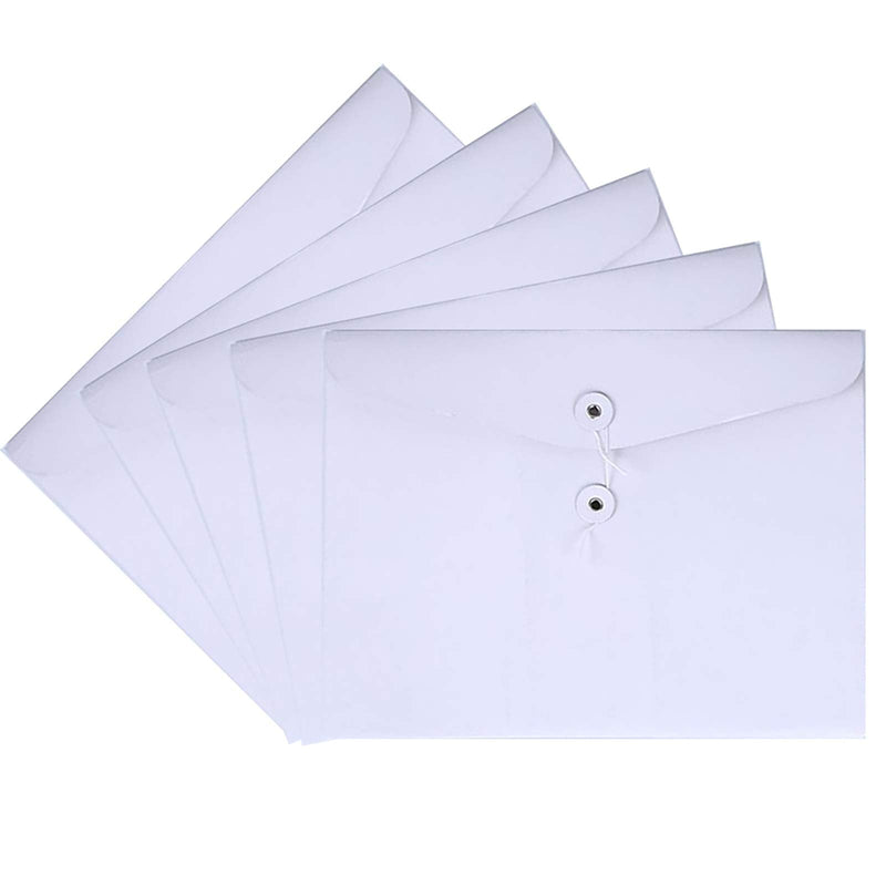 [Australia - AusPower] - VANRA Kraft String Envelope File Folder Project Pockets File Jacket Document Organizer Flat-No Expansion A4 Letter Size (White, Pack of 5) White 