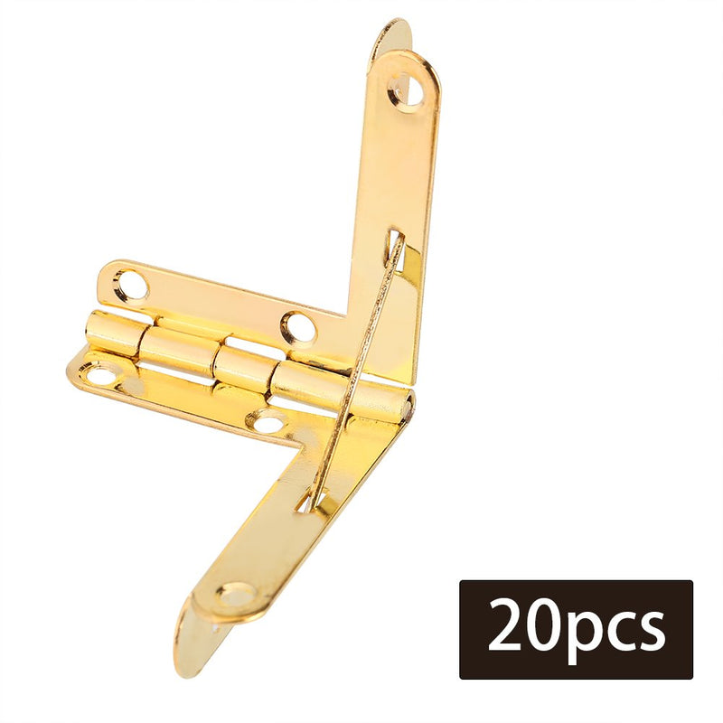 [Australia - AusPower] - GLOGLOW Spring Hinge,20pcs 90° Angle Support Small Box Hinges Hinge for Jewelry Wine Case Watch Wooden Lid Rubber Wedge Door Stopper(Gold) 
