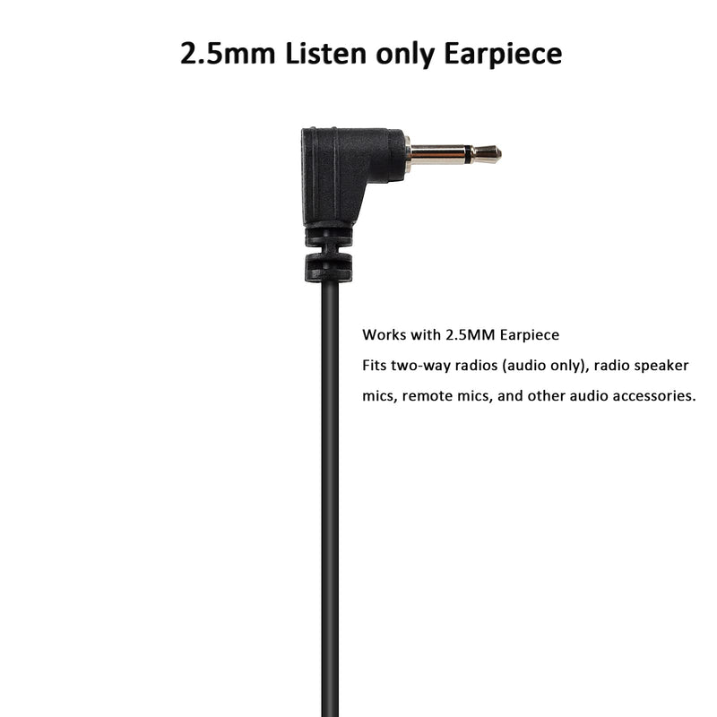 [Australia - AusPower] - 2.5mm Receiver/Listen Only Earphone HYS TC-617 G Shape Soft Flexible Ear Hook Earpiece Headset for Two-Way Radios, Transceivers and Radio Speaker Mics Jacks 