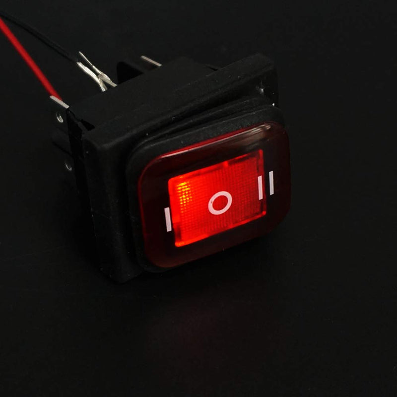 [Australia - AusPower] - Twidec/2Pcs Waterproof 12V DC Rocker Switch Red LED Light Illuminated 16A 6 Pins 3 Position ON/Off/ON DPST Toggle Switch Boat Or Car KCD4-203N-R-W 