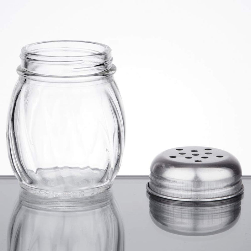 [Australia - AusPower] - 6-Ounces Glass Spices Shaker With Perforated Stainless Steel Top And Parmesan Cheese Shaker With Slotted Stainless Steel Top/Set of 2/Bulk Swirl Retro Style Dispensers With Lids/Salt & Pepper Shakers 