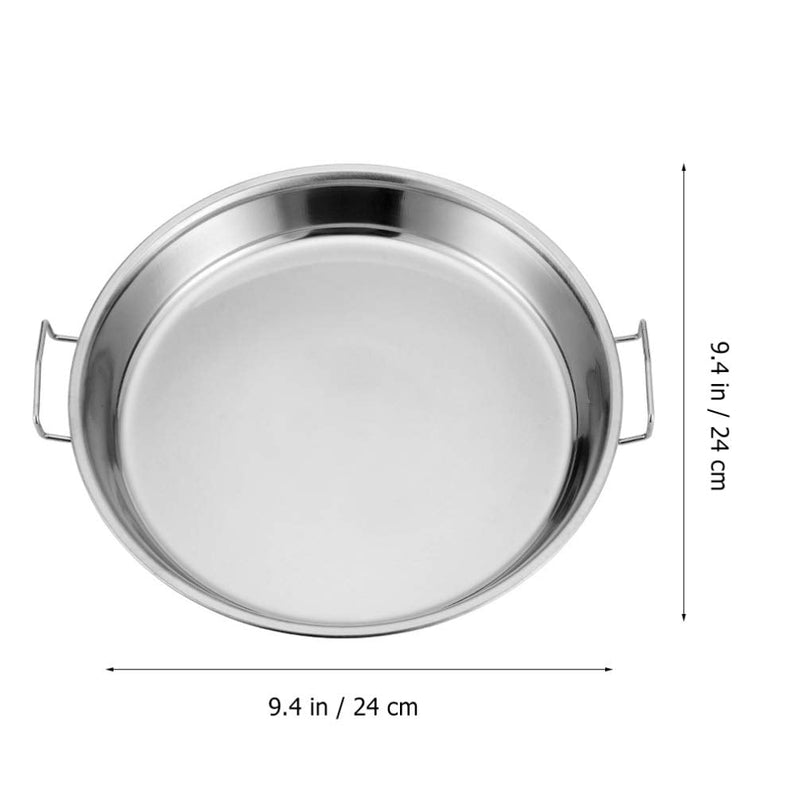 [Australia - AusPower] - Hemoton 2pcs Stainless Steel Everyday Pan Cold Noodle Plate Chef Stir Fry Pan Steamer Pot Saucepot Casserole Pot Tray Dish with Handles for Home Kitchen Food Serving 