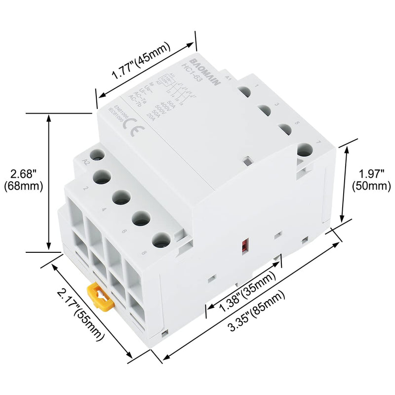 [Australia - AusPower] - Baomain 4 Pole Contactor with 120volt AC Coil 50A HC1-63 Universal Circuit Control 35mm DIN Rail Mount 