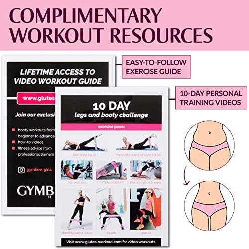 [Australia - AusPower] - GYMB Booty Bands for Women - Non Slip Resistance Bands to Work Out Glute, Thighs & Squat - Includes Exercise Band Training Videos with 80+ Workouts for Gym or Home Fitness Black Grey Pink 