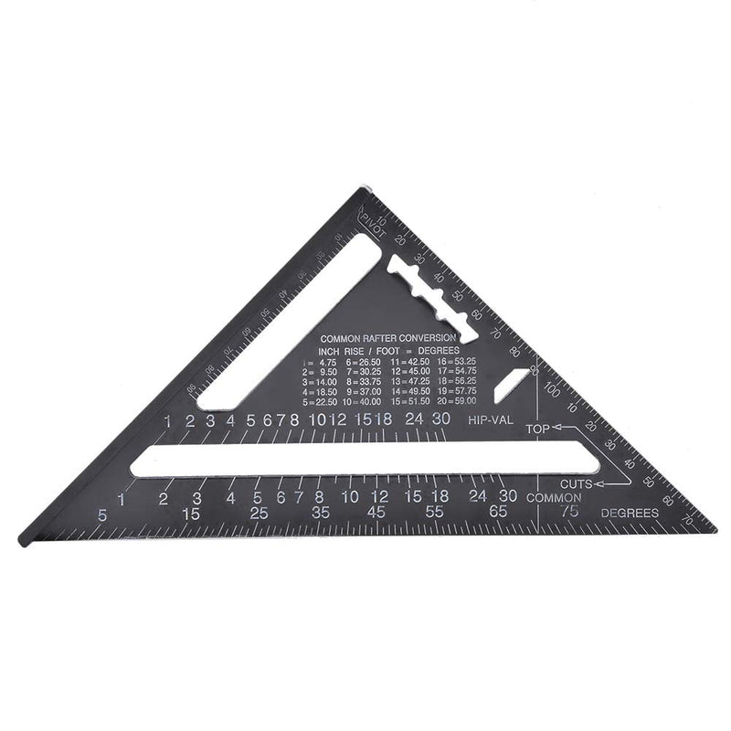 [Australia - AusPower] - 90 Degree Black Triangle Ruler Aluminum Alloy Angle Ruler Inch for Carpenter's Workshop Woodworking 7 Inch Square Layout Tool 