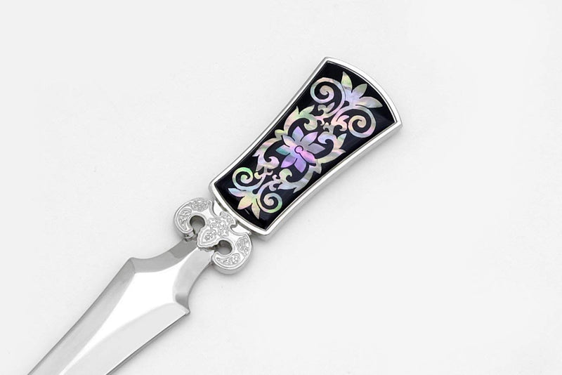 [Australia - AusPower] - Inlay with Mother of Pearl Metal Steel Office Knife Hand Cutter Blade Envelope Letter Opener (Arabesque New) 