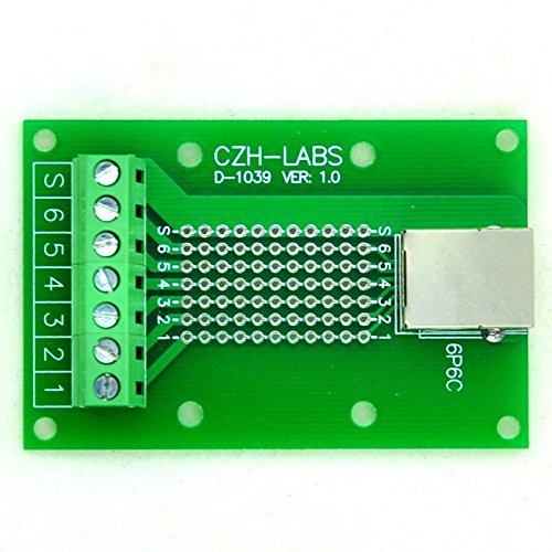 [Australia - AusPower] - Electronics-Salon RJ11/RJ12 6P6C Right Angle Jack Breakout Board, Terminal Block Connector. 