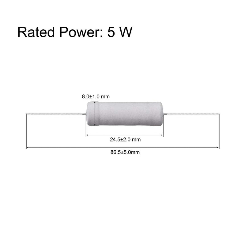 [Australia - AusPower] - uxcell 60 Pcs 5W Metal Oxide Film Resistor 1R,1.2R,1.5R,2R,2.2R,2.4R,2.7R,3R,3.3R,5.1R,6.8R,10R Ohm 