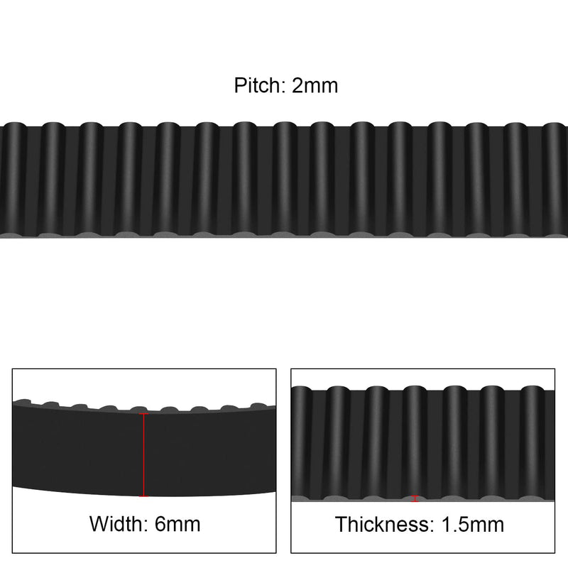 [Australia - AusPower] - 8 pcs 3D Printer Timing Belt，GT2 Timing Belt Closed Loop Rubber Length 110mm 112mm 158mm 160mm 200mm 280mm 400mm 610mm, Width 6mm 