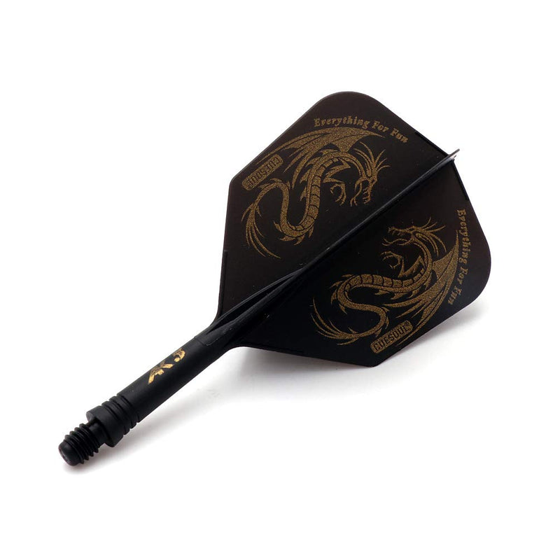 [Australia - AusPower] - CUESOUL 3 Sets Integrated Dart Shaft and Flights,Dart Shaft Length 21mm/28mm/33mm Shaft Length 21mm+28mm+33mm-Big Wing Shape-Black Dragon 
