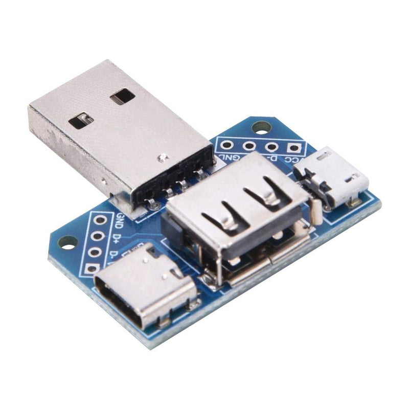 [Australia - AusPower] - 5pcs USB Adapters, Male to Female USB Connector DIP Adapter Branch Board 2.54mm 4P Micro Type-C Connector Converter 