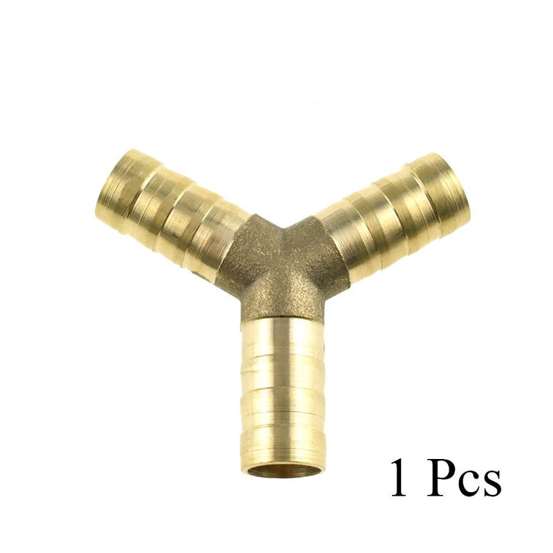 [Australia - AusPower] - Hahiyo Brass Hose Barb Y Shape 3 Way Fittings 9.5mm Inner Dia Multiple Directions Pipe Line Clamp Elbow Adapter Flow Smoothly Close Enough Not Leak Wide Temperature Range for Water Fuel Oil Gas 1pcs Y Shape-3/8"-1Pieces 