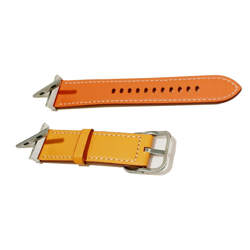 [Australia - AusPower] - Rotating Connectors Strap Compatible With Apple Watch Strap 38/40mm 42/44mm, Double-sided Strap Leather Strap Two Colors Premium Leather Strap, Compatible for iWatch series 6 5 4 3 2 1 Men Women Orange&Yellow 