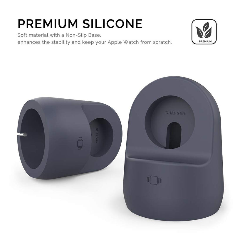 [Australia - AusPower] - AhaStyle iWatch Stand Silicone Charging Dock Holder Accessories for Apple Watch Series 7/6/5/4/3/2/1/SE(45/44/42/41/40/38mm), Supports Nightstand Mode【Adapters NOT Included】(Navy Blue) Navy Blue 