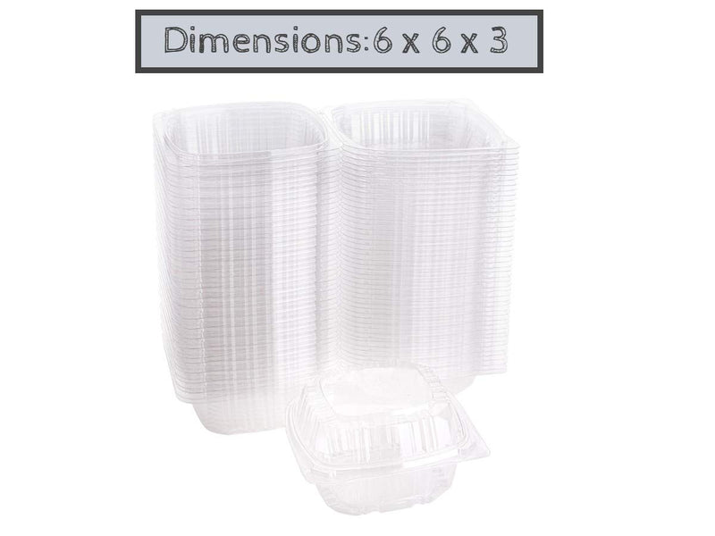 [Australia - AusPower] - Smygoods Dessert Containers, Disposable Plastic Clamshell Food Containers, Clear Hinged Food Container, 6 x 6 x 3 [25 Pack] 