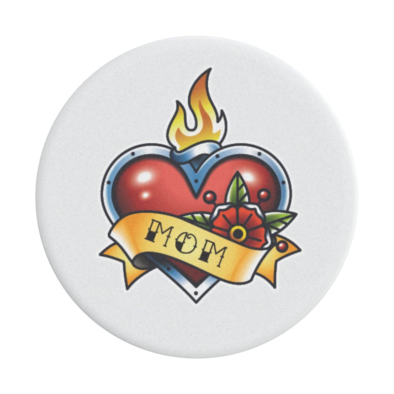 [Australia - AusPower] - PopSockets PopGrip Cell Phone Grip & Stand Mom Flaming Heart Tattoo 