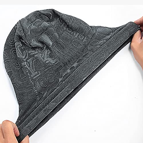 [Australia - AusPower] - EINSKEY Slouchy Beanie for Men/Women 2-Pack Oversize Baggy Skull Cap Summer Thin Knit Hat Black & Gray (Alphabet) 