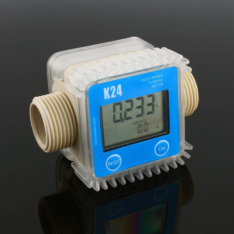[Australia - AusPower] - Flow Meter, K24 LCD Turbine Digital Fuel Flow Meter Check Valve Widely Used for Chemicals Water 
