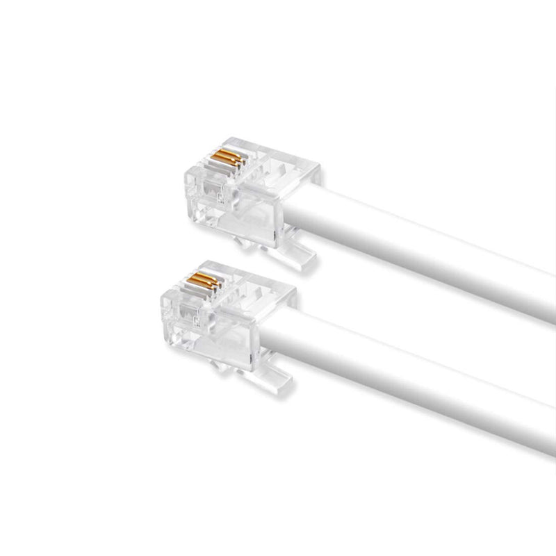 [Australia - AusPower] - White 15-Feet Telephone Extension Cord Cable Male to Male RJ11 6P2C Pin Plug Line Wire Landline Telephone Phone Fax Modem (2 of Pack) 