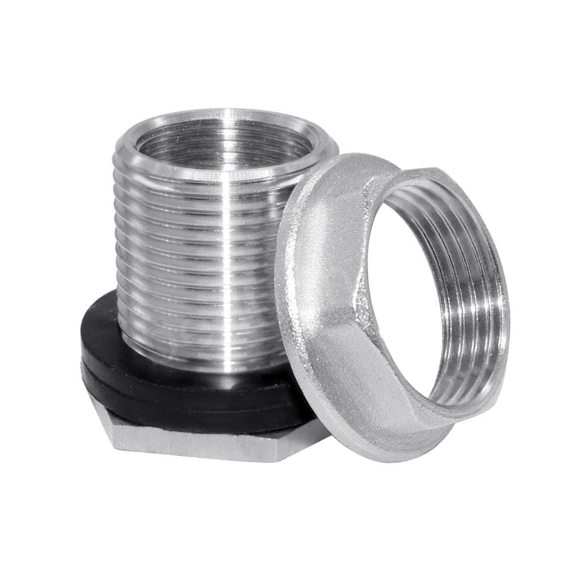 [Australia - AusPower] - Beduan 3/4" GHT Male to 1/2" Female Bulkhead Water Tank Connector Stainless Steel Thru-Bulk Fitting 3/4" GHT Male x 1/2" Female 