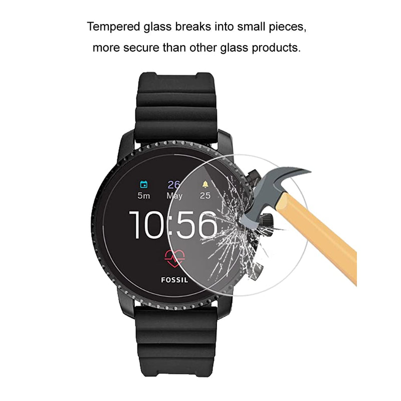 [Australia - AusPower] - (4 Pack) For Fossil Q Explorist HR Gen 4 Smartwatch Tempered Glass Screen Protector, HD Clear, Anti Scratch, Bubble Free, 9H Hardness, Case Friendly. 