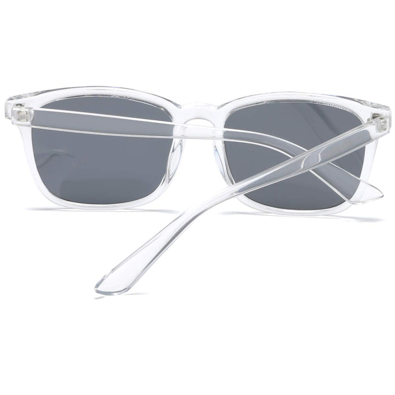 [Australia - AusPower] - AISSWZBER Square Polarized Sunglasses for Women Men Classic Trendy Stylish Sun Glasses 100% UV 400 Lens Protection Transparent 