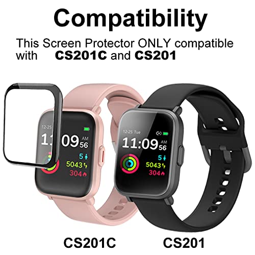 [Australia - AusPower] - smaate 3D Screen Protector Compatible with CS201 CS201C Smartwatch MorePro 1.4inch and Kalinco Zoskvee UXD FITVII 1.3inch, 3-Pack, Square, Full Coverage, Curved Edge frame, Anti-shatter, Anti-scratch Black 