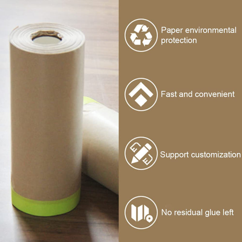 [Australia - AusPower] - QWLWBU Masking Paper for Painting,Tape and Drape Painters Paper,Automotive Paint Paper Roll with Tape,6/12/18 x 50 feet 3 Assorted Paint Masking Paper for Car and Auto Body 50 feet x11.81inch Khaki 