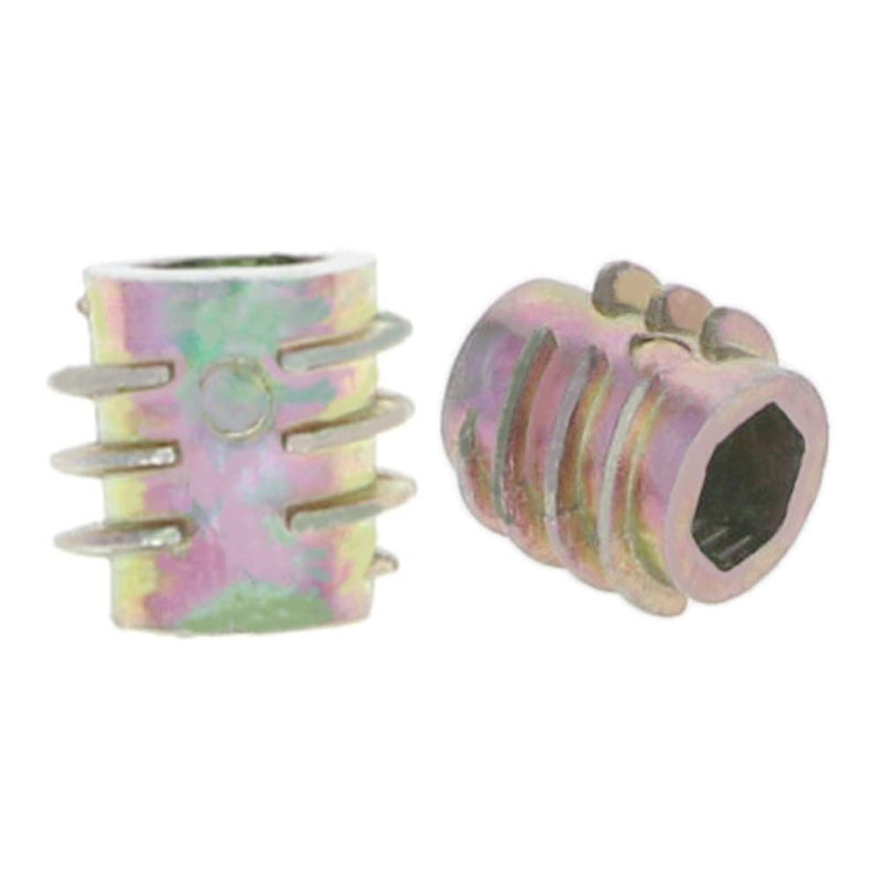 [Australia - AusPower] - MroMax M4 x 8mm Threaded Insert Nuts Zinc Alloy Hex Socket M4 Internal Threads 0.31 inch Length Bronze Tone 30pcs 
