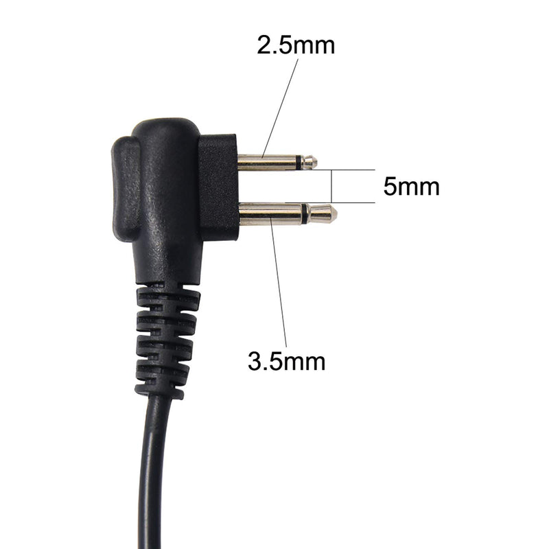 [Australia - AusPower] - Earpiece for Walkie Talkie Radio, 2 Pin Walkie Talkie Headset with Microphone Compatible for Motorola Radio CLS1410 CP110 CP200 GP300 CP040, Anti Falling Off Single Wire Earhook Headset (Pack of 2) 