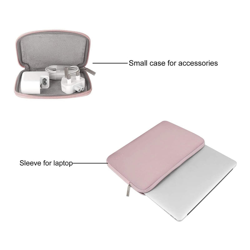 [Australia - AusPower] - MOSISO Compatible with MacBook Air 13 inch Case 2022-2018 Release A2337 M1 A2179 A1932, Plastic Hard Shell&Neoprene Bag with Small Case&Keyboard Cover&Screen Protector&Pouch, Transparent&Baby Pink 