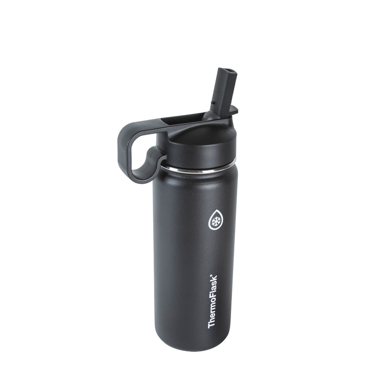 [Australia - AusPower] - Thermoflask Double Stainless Steel Insulated Water Bottle with Two Lids, 18 Ounce, Black 18 oz 