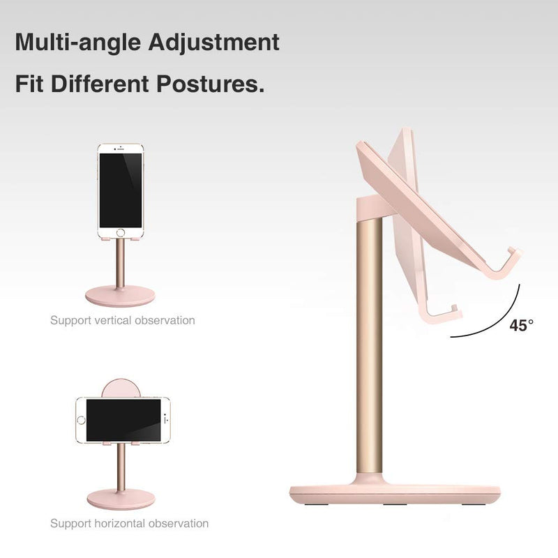 [Australia - AusPower] - Phone Stand for Desk,BRIGHT STONE Adjustable Tablet Stand Phone Holder for Desk, Compatible with 4"-12.9" Phones/Tablet /iPhone/iPad/Switch (Pink) Pink 
