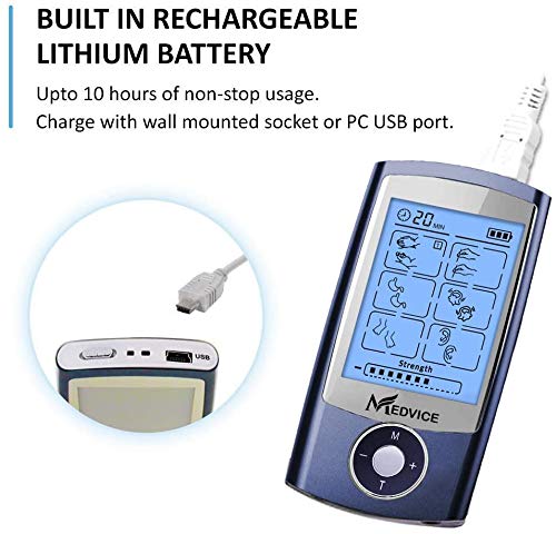 [Australia - AusPower] - MEDVICE Rechargeable Tens Unit Muscle Stimulator, 2nd Gen 16 Modes & 8 Upgraded Pads for Natural Pain Relief & Management, FDA Cleared Electric Pulse Impulse Mini Massager Machine 