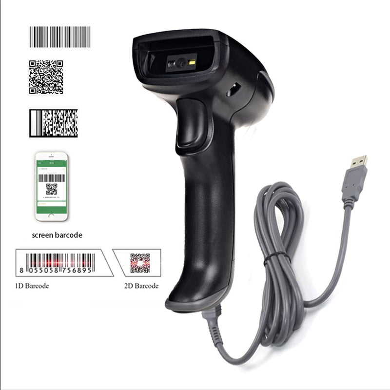 [Australia - AusPower] - 1D 2D Wired Bar Code Scanners Readers for Computers, UNIDEEPLY USB Cable Barcode Handheld, Scanning Label QR PDF417 UPC EAN Data Matrix Reader Gun Retails Precise Scan for Screen Payment Store, Black 