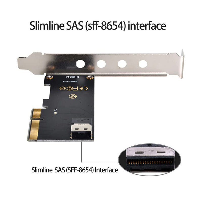 [Australia - AusPower] - NFHK PCI-E 3.0 4.0 to SFF-8654 Slimline SAS Card Adapter and U.2 U2 SFF-8639 NVME PCIe SSD Cable for Mainboard SSD 