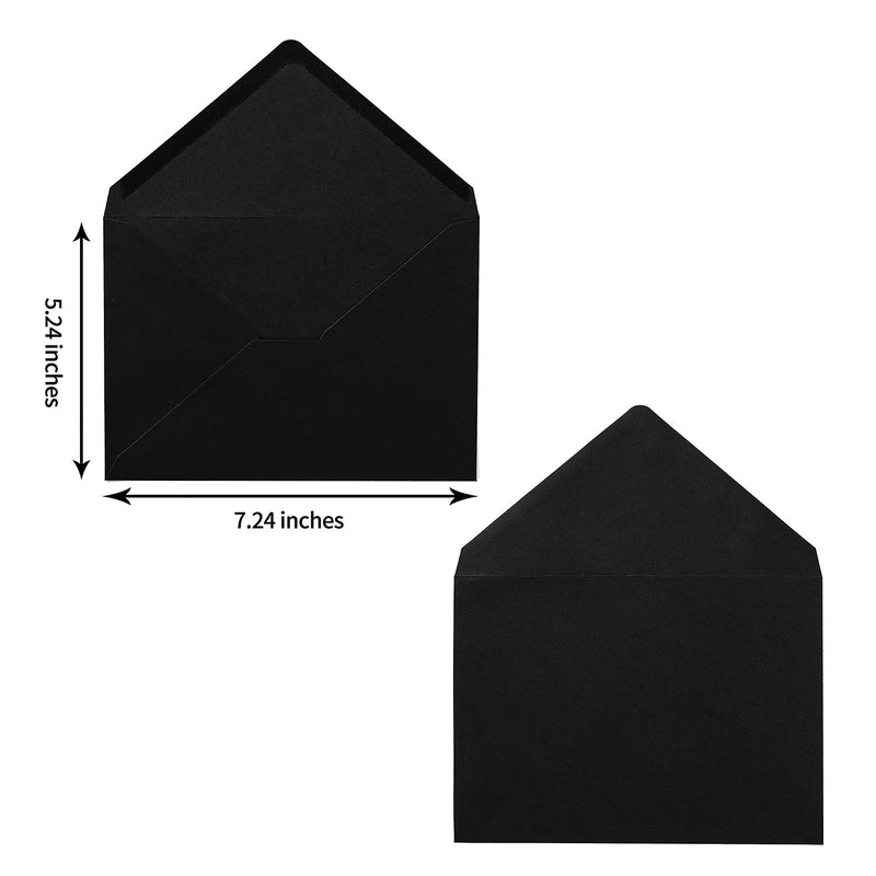 [Australia - AusPower] - 50 Pack A7 Colorful 5x7 Envelopes V Flap Invitation Envelopes for 5x7 Cards, Birthday, Weddings, Graduations, Greeting Cards, Baby Shower 5.24 x 7.24 Inches (Black) Black 
