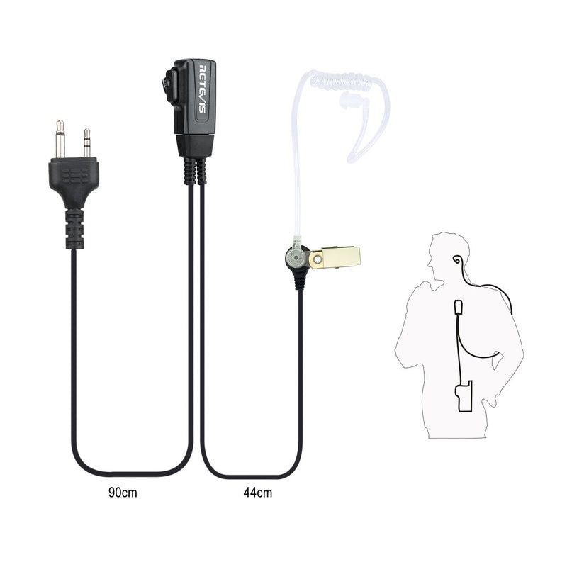 [Australia - AusPower] - Retevis EAD001 Acoustic Tube Ear Pieces for Walkie Talkie with Mic, Compatible with Midland GXT250 GXT1000VP4 GXT1050VP4 LXT112 LXT380 LXT118 2 Way Radio, Two Way Radio Earpiece for Police(1 Pack) 