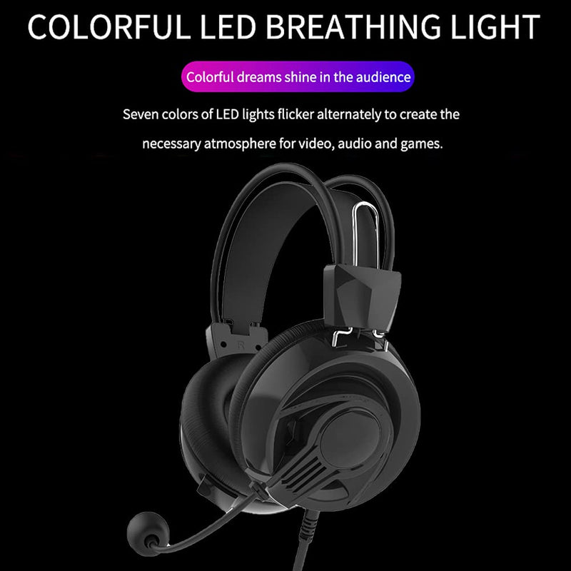 [Australia - AusPower] - RGB Light Double Beam Gift Noise Reduction for PC Gaming Headset with Mic(Black) 