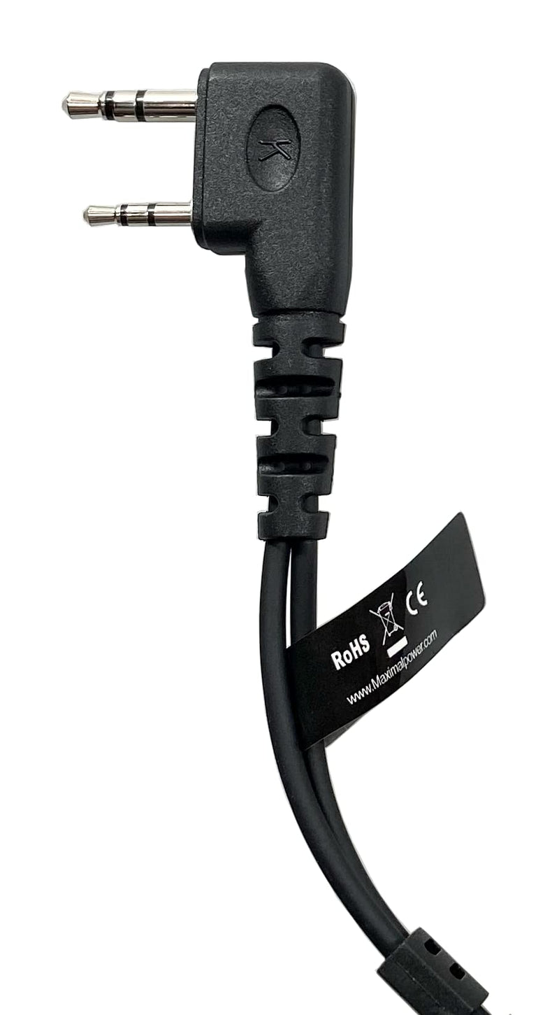 [Australia - AusPower] - MaximalPower Surveillance kit with Kevlar Enforcement in The Cable for 2 Way Radio Kenwood TK380, TK3160 Hand Free Earphone, 2 pin Plug, Black 