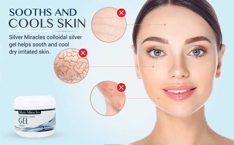 [Australia - AusPower] - Silver Miracles - Colloidal Silver Gel - 4oz - Sooths and Cools Burns and Irritated Skin - Skin Healing Aid - Protects and Moisturizes - Topical Nano Silver Gel 