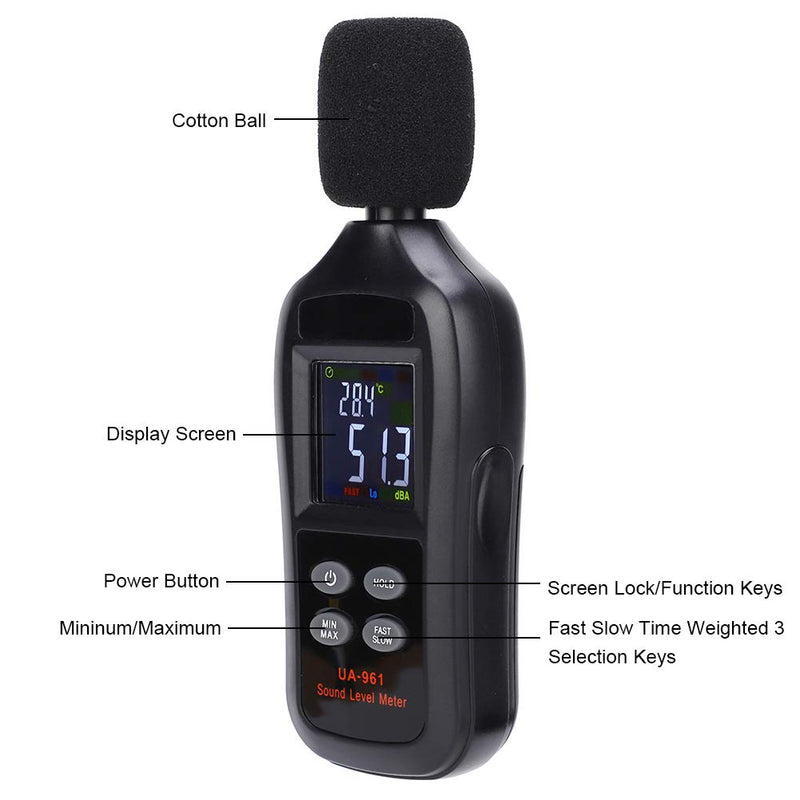 [Australia - AusPower] - Walfront UA961 Portable Sound Level Meter Decibel Meter Noise Meter Monitor Sound Quality Audio Record Sound Measuring Tool 35-135dB 