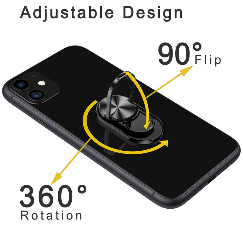 [Australia - AusPower] - COOLQO Cell Phone Ring Holder Stand, for [Magnetic Car Phone Holder Mount] [Support Wireless Charging] 360 Degree Rotation Metal Grip Finger Kickstand for Mount Compatible with Smartphone - Black 