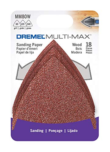 [Australia - AusPower] - Dremel MM80W 18-Pack Oscillating Sanding Pads, Includes 60, 120, 240 Grit Sanding Triangles, Use on Softwood, Hardwood and Plastics 