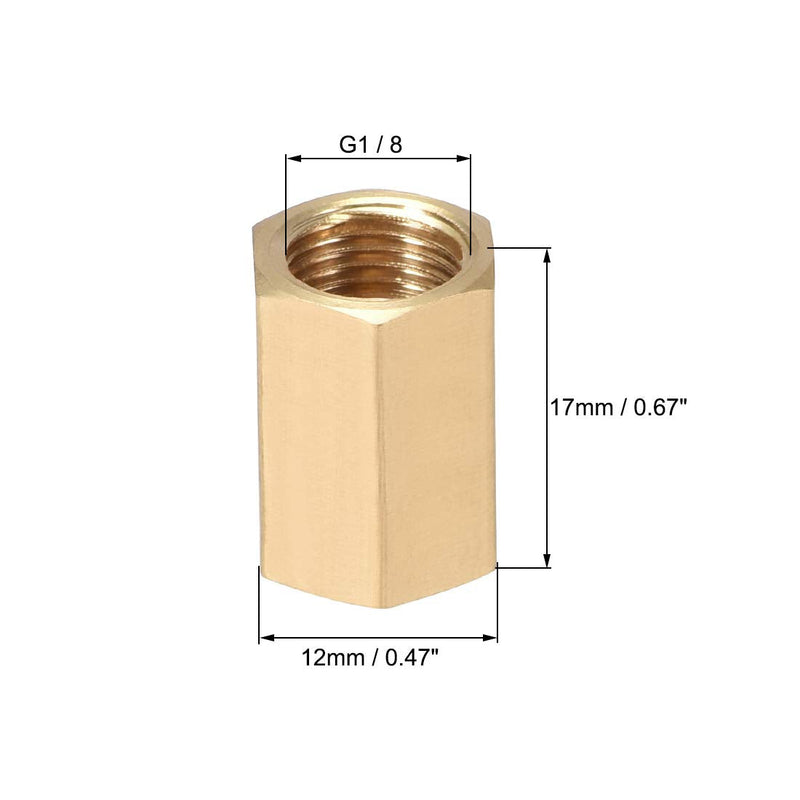 [Australia - AusPower] - uxcell Brass Pipe Fitting Connector Straight Hex Nipple Coupler 1/8 X 1/8 G Female Thread Gold Tone 4pcs 