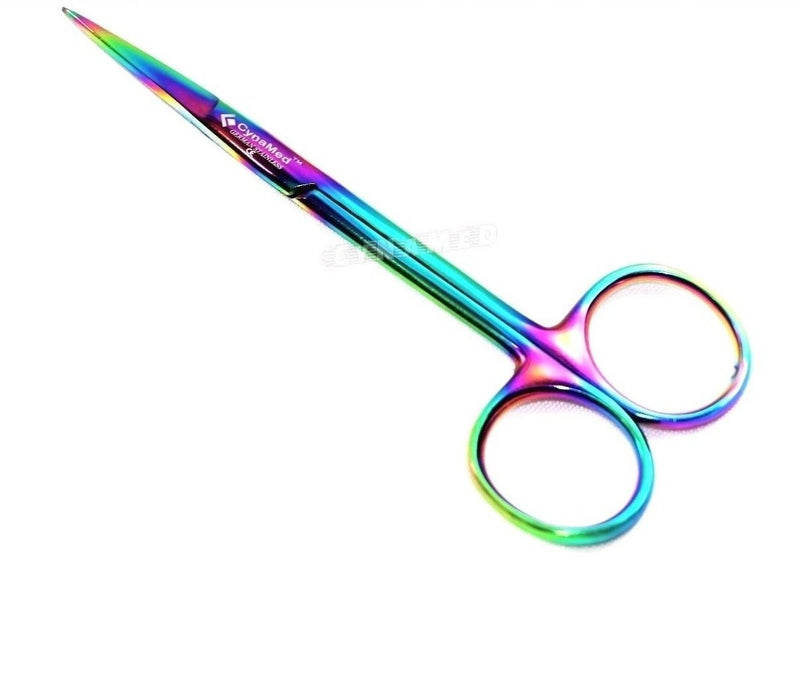 [Australia - AusPower] - German Iris Scissors 4.50" Straight Multicolor Surgical Dental Veterinary Instruments Cynamed 