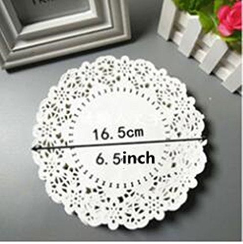 [Australia - AusPower] - U.WILL 180 Pieces 6.5inch White Lace Round Paper Doilies Cake Packaging Pads Wedding Tableware Decoration 