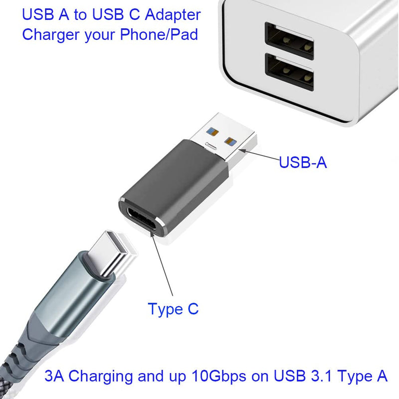 [Australia - AusPower] - 10Gbps USB C Female to USB Male Adapter 2 Pack, QCEs USB 3.1 Gen2 to USB C Adapter Double-Sided Data Transfer and 60W Fast Charging Connector Compatible with iPhone 13/iPad/AirPods,Laptop,Quest Link 